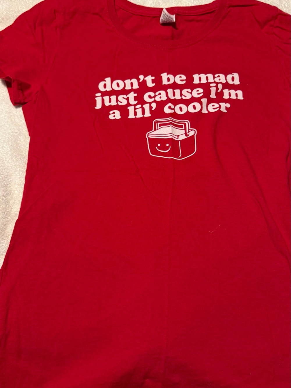 Fruit of the Loom Red Short Sleeve Graphic Tee with White Print